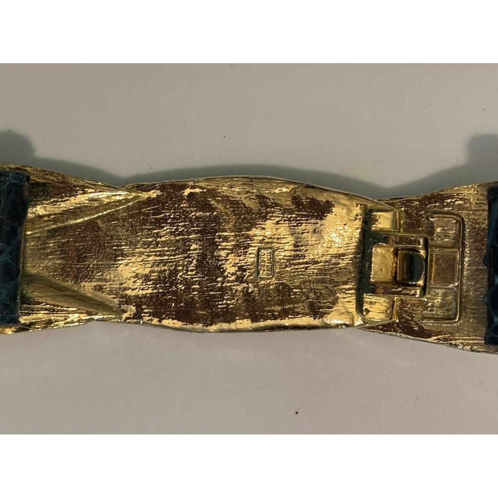 VTG MIMI DI N Gold Leaf Belt Green Snakeskin S M 80's - Picture 6 of 6